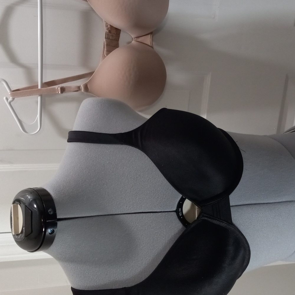2 Padded Bras Size 34 D One Black/ one Beige